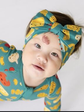 Little Sleepies Teal Pasta Party NIB Bow